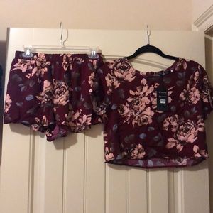 Crop top short set
